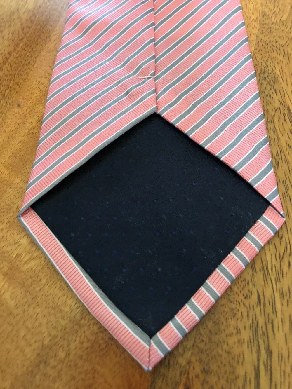 Vivaldi Men's Silk Tie Pink and Gray Diagonal Stripes